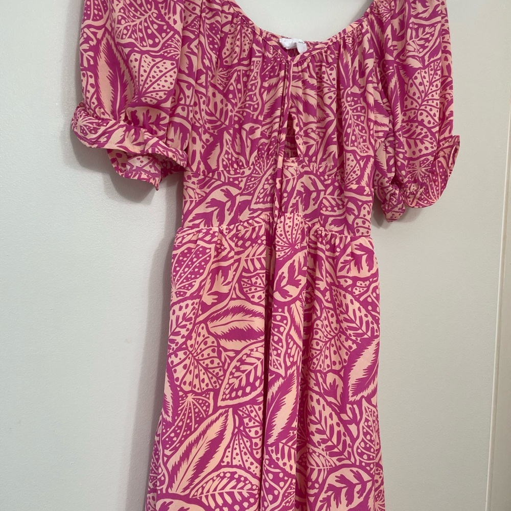 Sienna Sky Pink Puff Sleeve Sundress XS